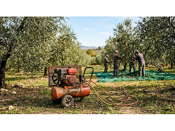 Quale motocompressore scegliere per la raccolta delle olive: potenza, operatori e motore